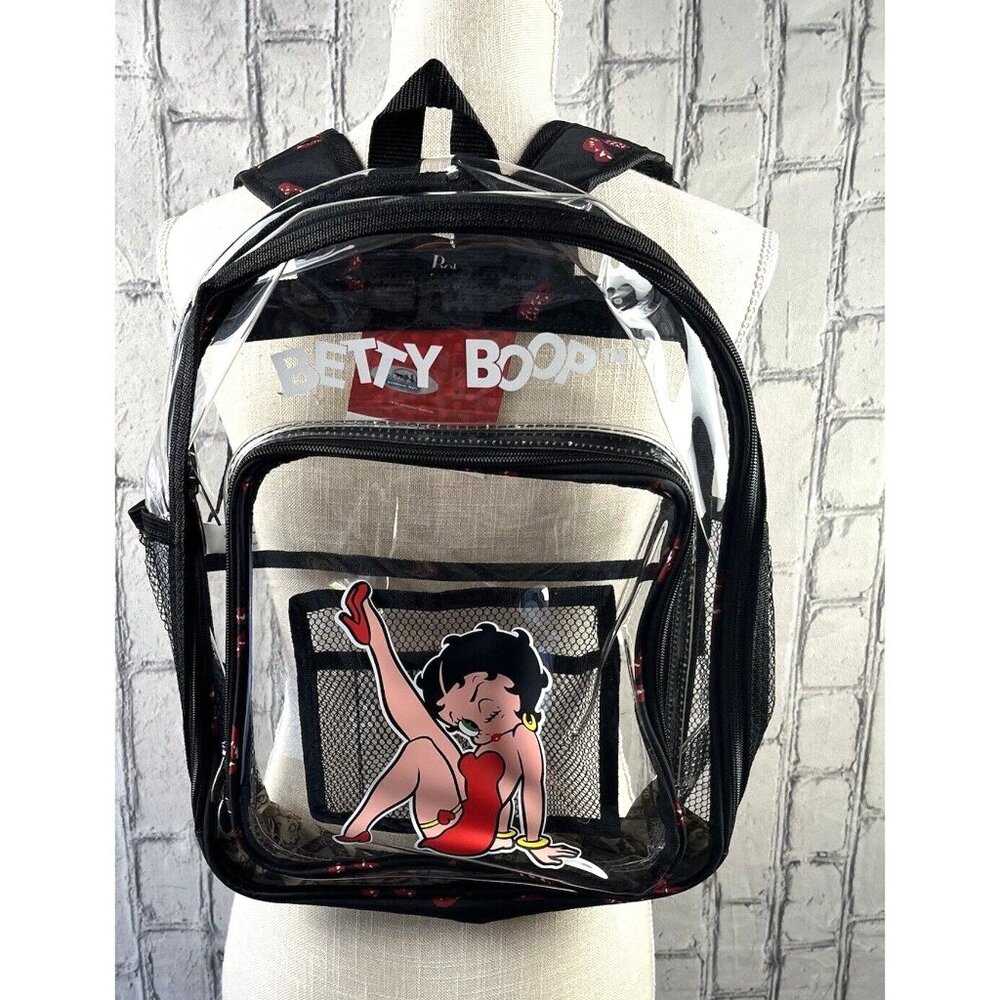 Betty Boop Large 16" Clear Backpack Purse Lady Carry All Travel Bag Licensed NEW